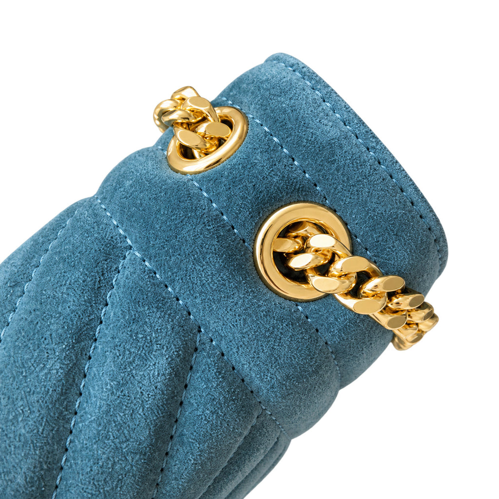 YSL Envelope Medium Bag – Teal Quilted Suede