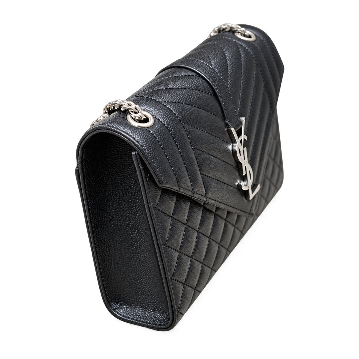 Saint Laurent YSL Envelope Large – Black Silver