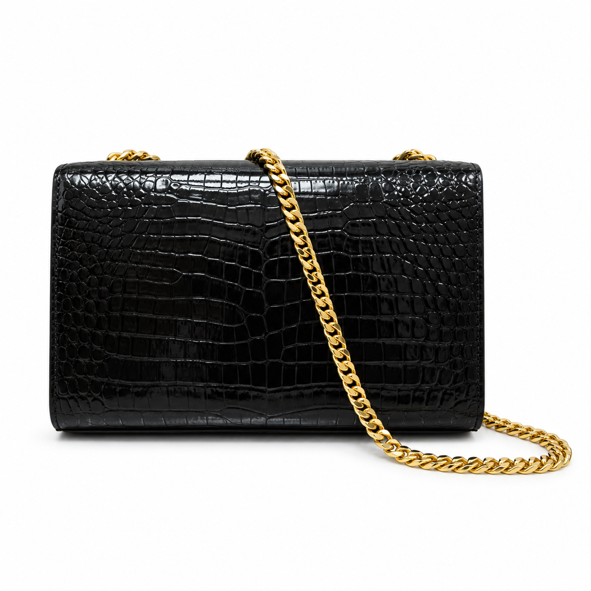 Saint Laurent YSL Kate Tassel Bag – Black Croc Embossed