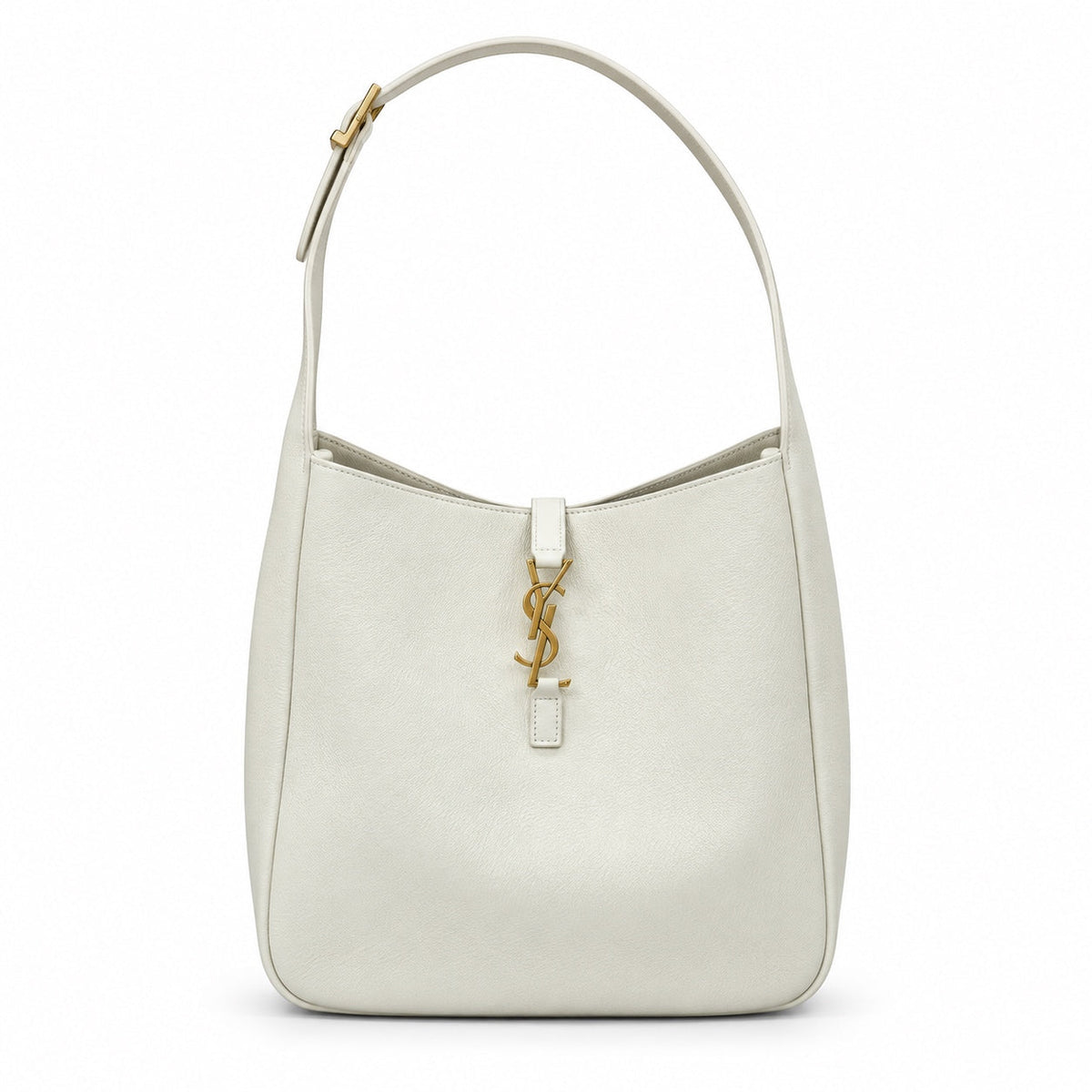 Saint Laurent Le 5 À 7 Leather Hobo Bag – White