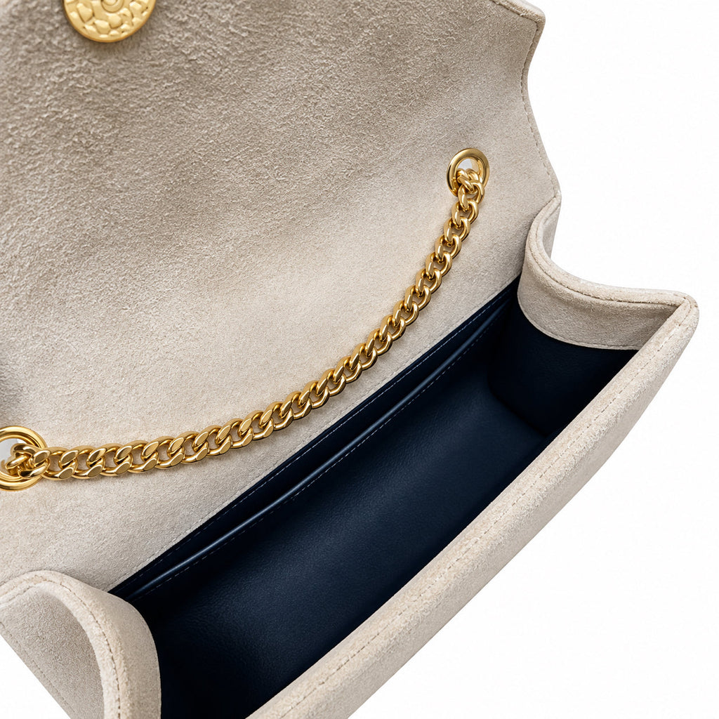 Saint Laurent YSL Envelope Small Bag – Cream Quilted Suede