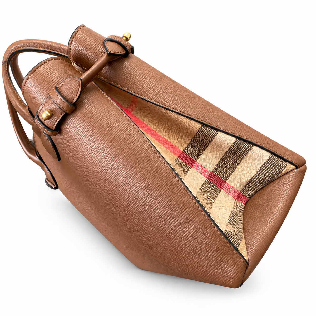 Burberry Tan Heritage Check Accent Handbag