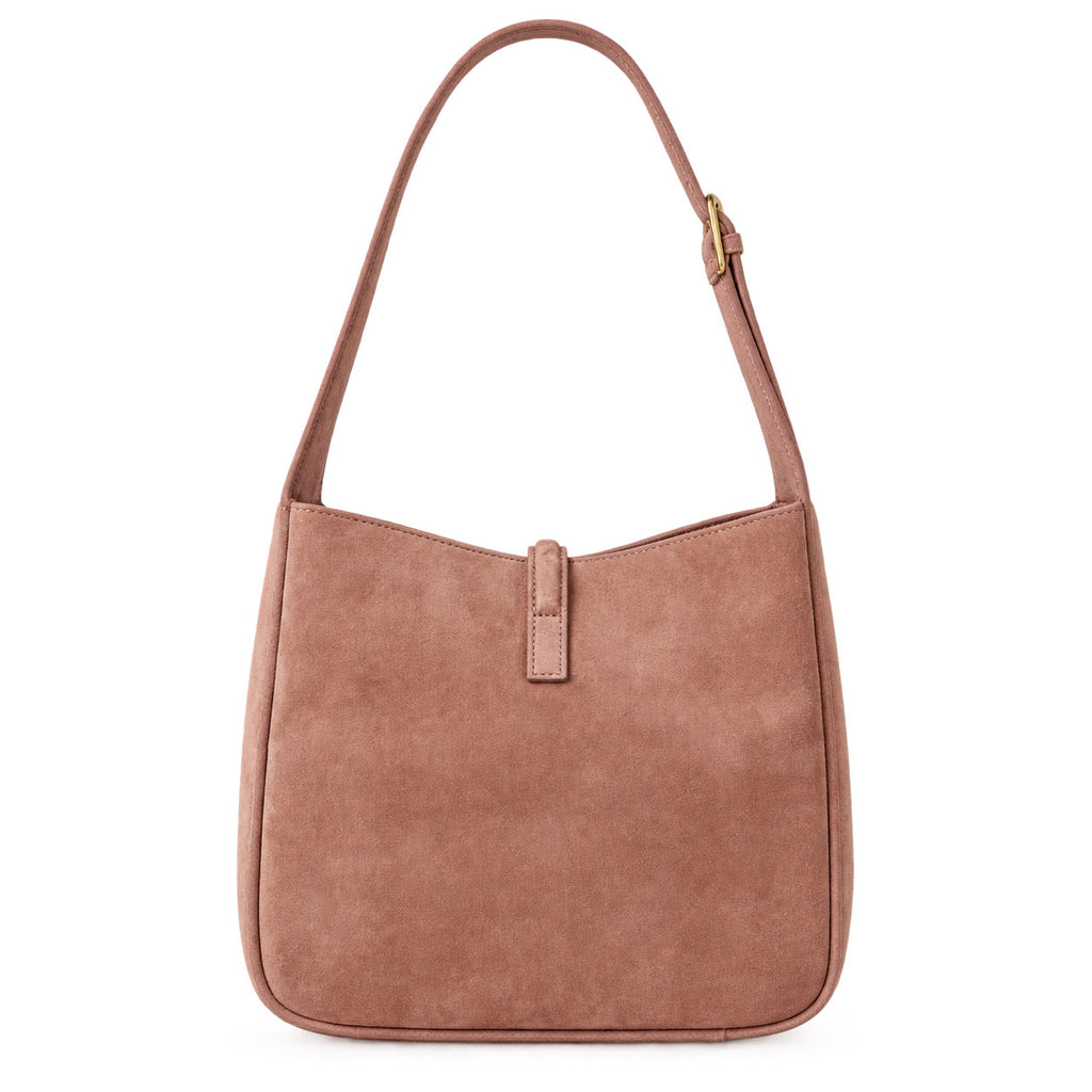Saint Laurent YSL Le 5 à 7 Hobo – Rose Suede Gold