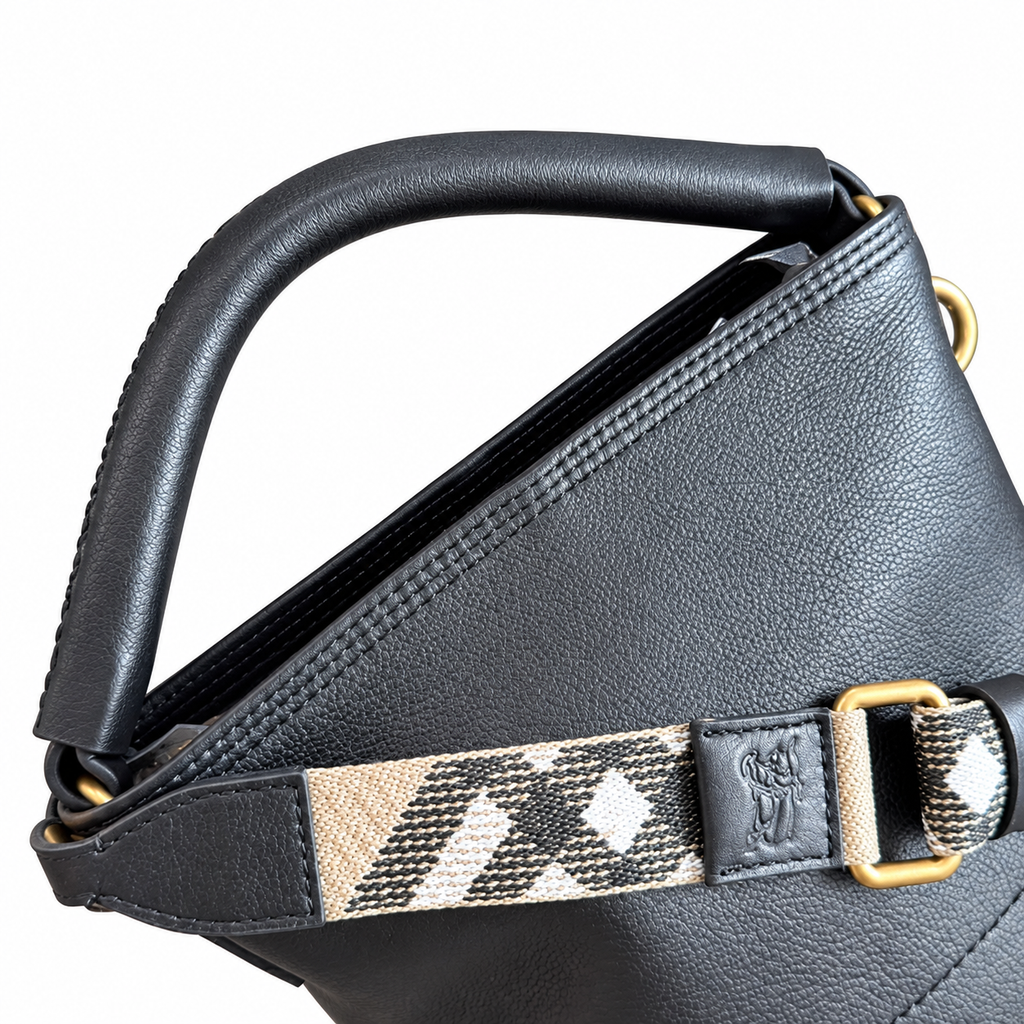 Burberry Noir Bucket Bag with Signature Check Strap