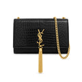 Saint Laurent YSL Kate Tassel Chain Bag – Black Croc