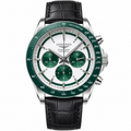 Longines Conquest Chronograph – Green Bezel Black Leather Strap