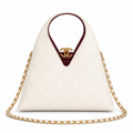 Chanel Large Hobo Bag Ivory White Diamond-Quilted Lambskin | Burgundy Interior & Gold CC Clasp — 32cm