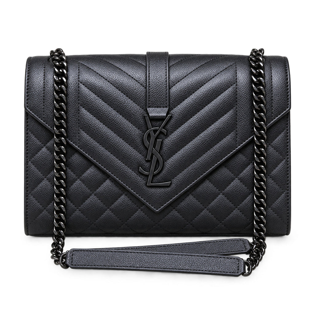 Saint Laurent YSL Envelope Medium – Black on Black