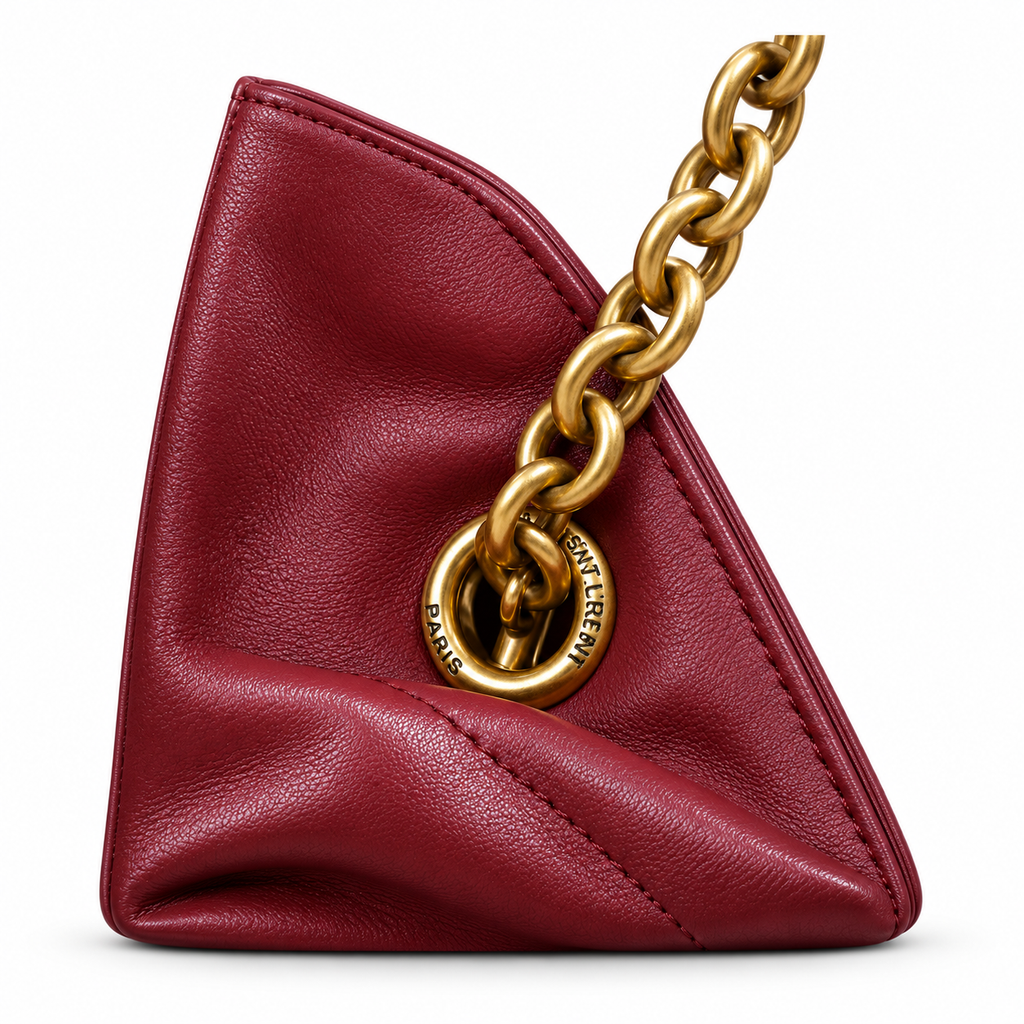 YSL Saint Laurent Bougeoir Drawstring Tote in Burgundy Quilted Leather