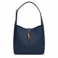 Saint Laurent YSL Le 5 à 7 Hobo Bag in Navy Blue Marine Grained Leather with Antique Gold YSL Toggle Closure and Adjustable Leather Shoulder Strap