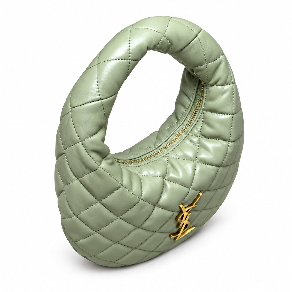 Saint Laurent Baby ICARE Quilted Hobo Bag in Sage Green